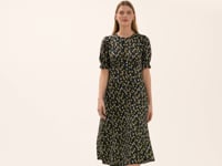 Lenisha Blue Flower Jersey Midi Tea Dress