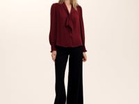 Mavis Ivory Crepe Tie Neck Blouse