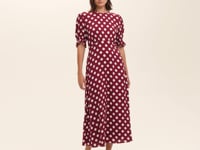 Mela Burgundy Polka Dot Midi Dress