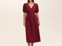 Addison Burgundy Seersucker Midi Tea Dress