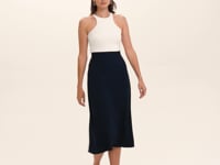 Ramona Red Rich Crepe Midi Skirt