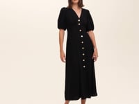 Sarah Red Crepe Button Through Midi Tea Dress