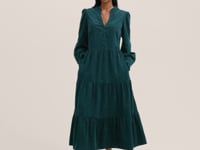 Gianna Bottle Green Corduroy Midi Dress