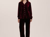 Kenzie Burgundy Velvet Wide Leg Trousers