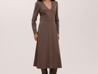 Seraphina Black Ponte Jersey Long Sleeve Midi Dress