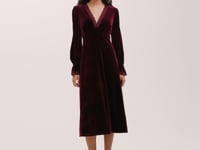 Louise Burgundy Velvet Midi Dress