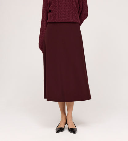 Ramona Burgundy Gaberdine Twill Midi Skirt