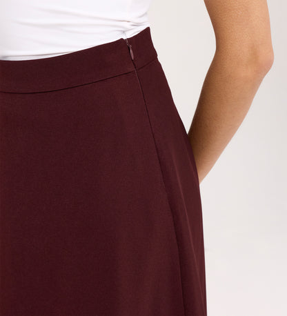 Ramona Burgundy Gaberdine Twill Midi Skirt