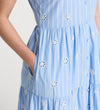 Rose Blue Stripe Cotton Broderie Sleeveless Midi Dress