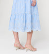 Rose Blue Stripe Cotton Broderie Sleeveless Midi Dress