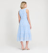 Rose Blue Stripe Cotton Broderie Sleeveless Midi Dress