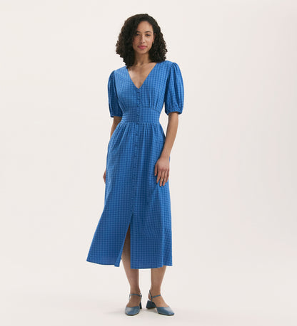 Addison Blue Gingham Seersucker Midi Dress Finery London Addison Blue Gingham Seersucker Midi Dress Finery London