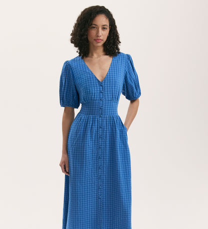 Addison Blue Gingham Seersucker Midi Dress Finery London Addison Blue Gingham Seersucker Midi Dress Finery London