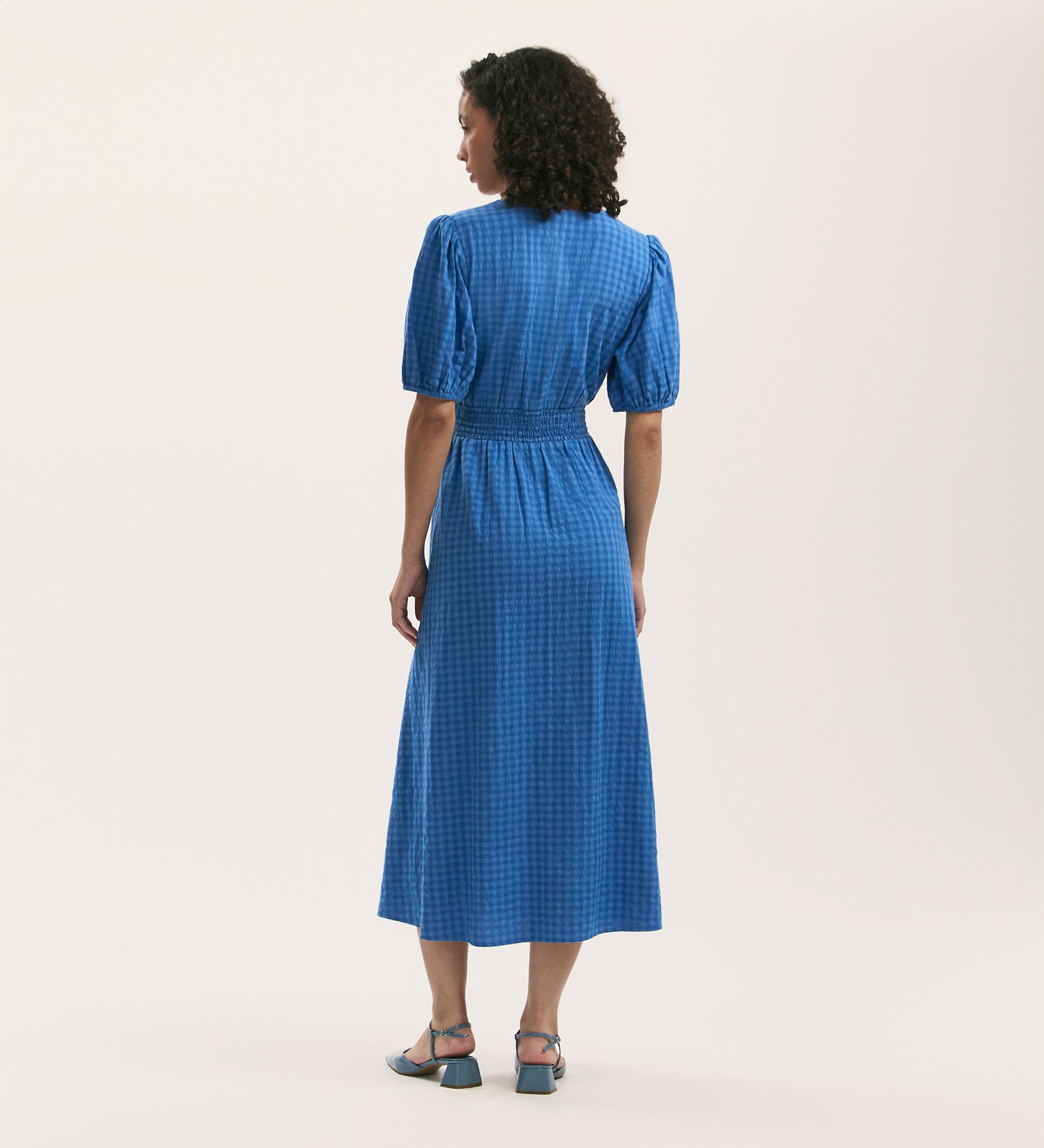 Addison Blue Gingham Seersucker Midi Dress Finery London Addison Blue Gingham Seersucker Midi Dress Finery London