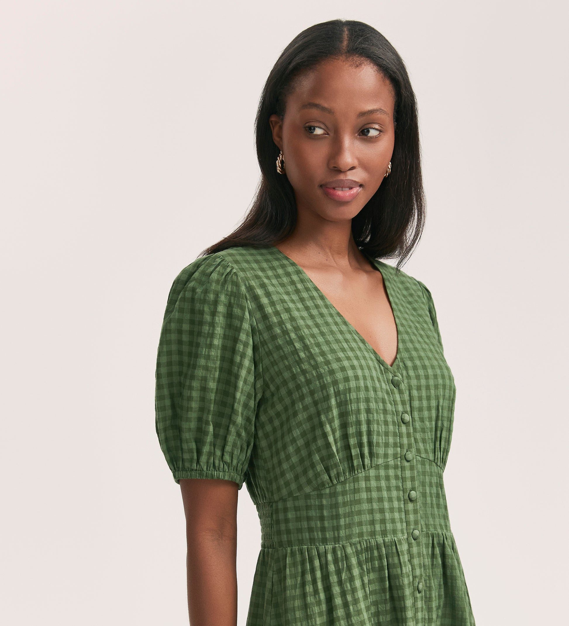 Addison Khaki Gingham Seersucker Midi Dress Finery London Addison Khaki Gingham Seersucker Midi Dress Finery London