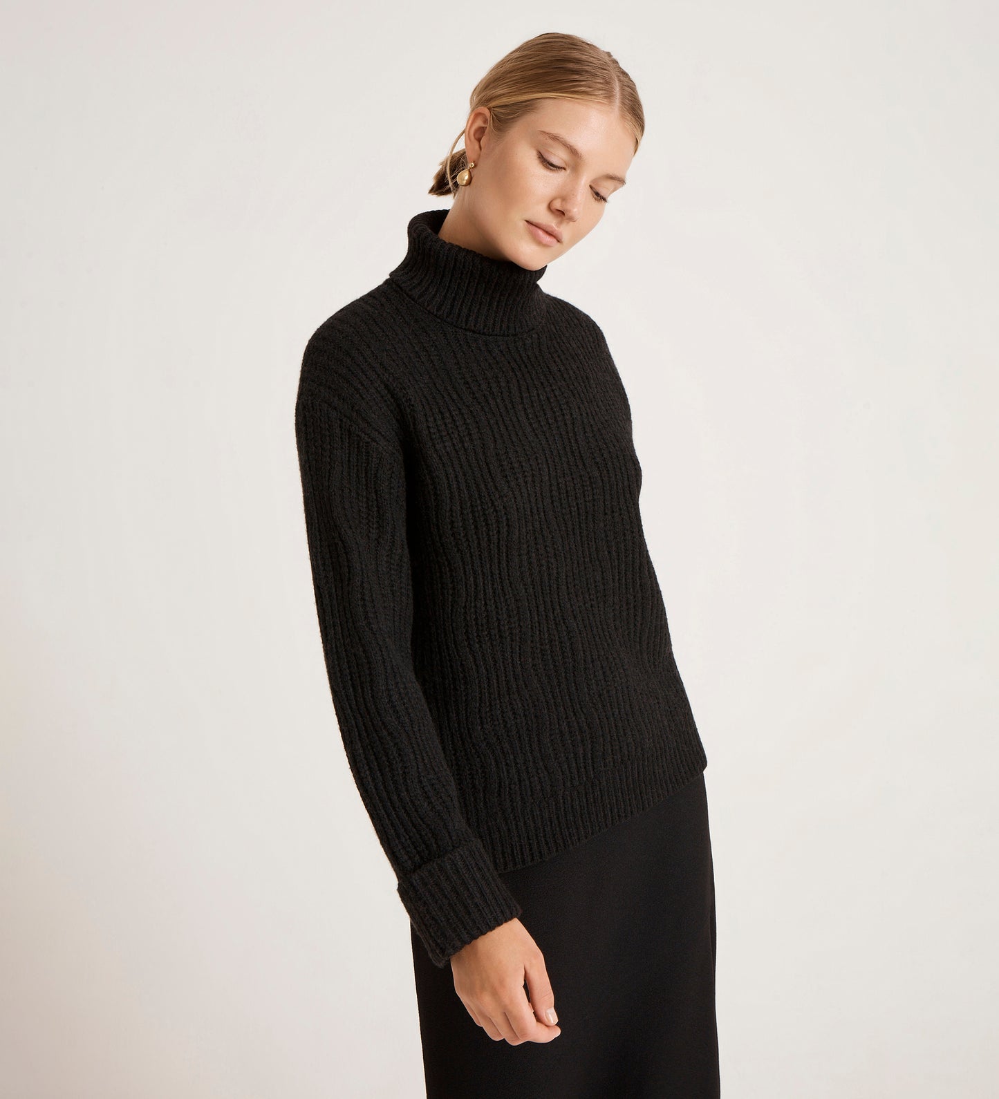Albie Black Roll Neck Jumper