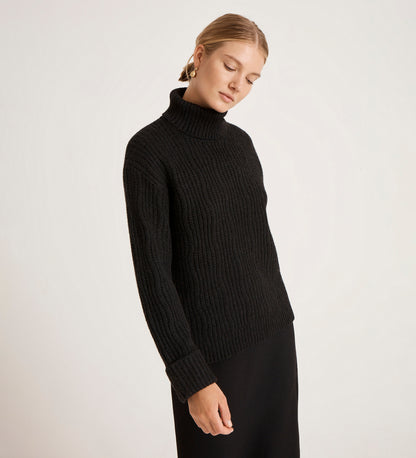 Albie Black Roll Neck Jumper