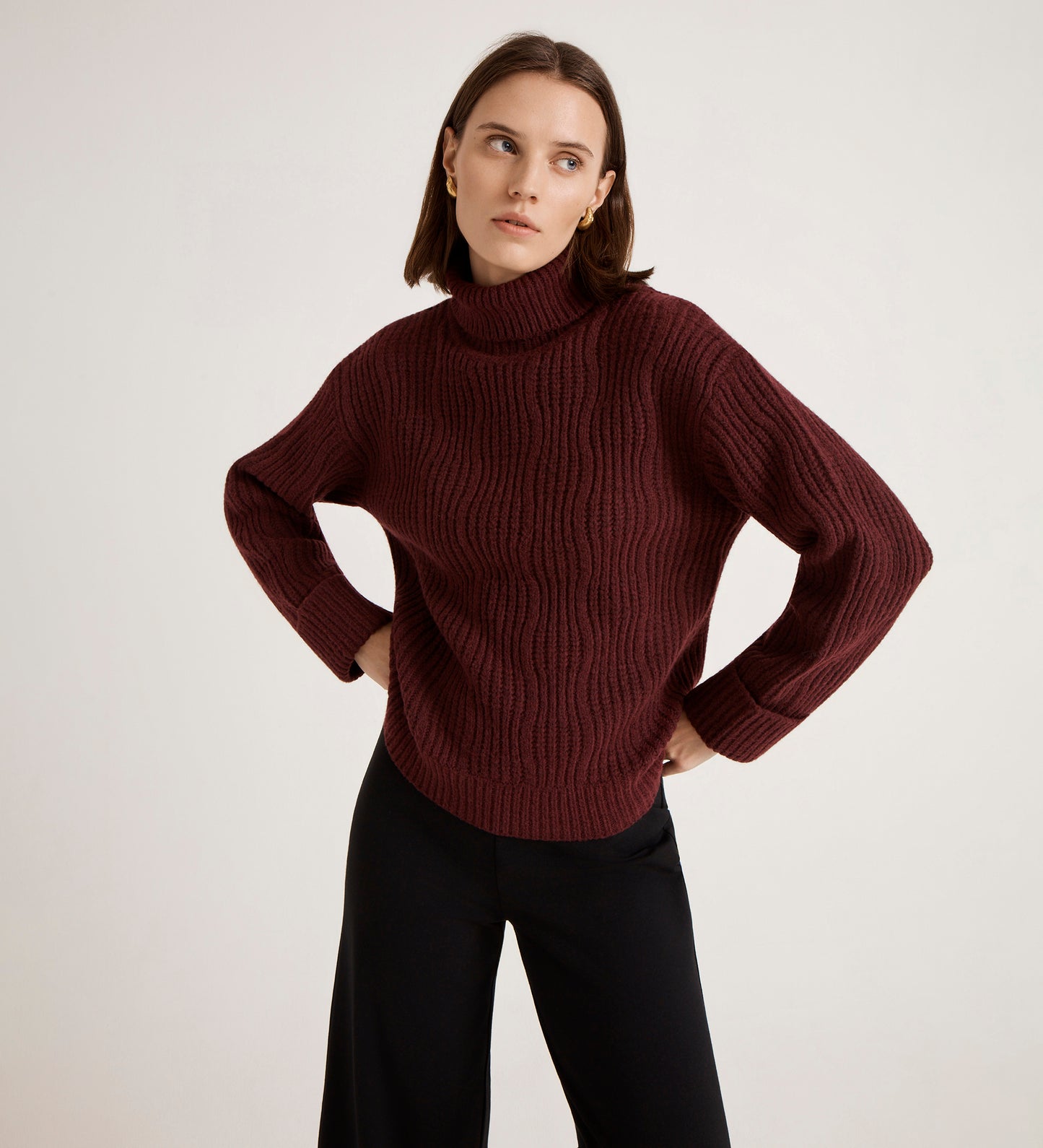 Albie Burgundy Roll Neck Jumper