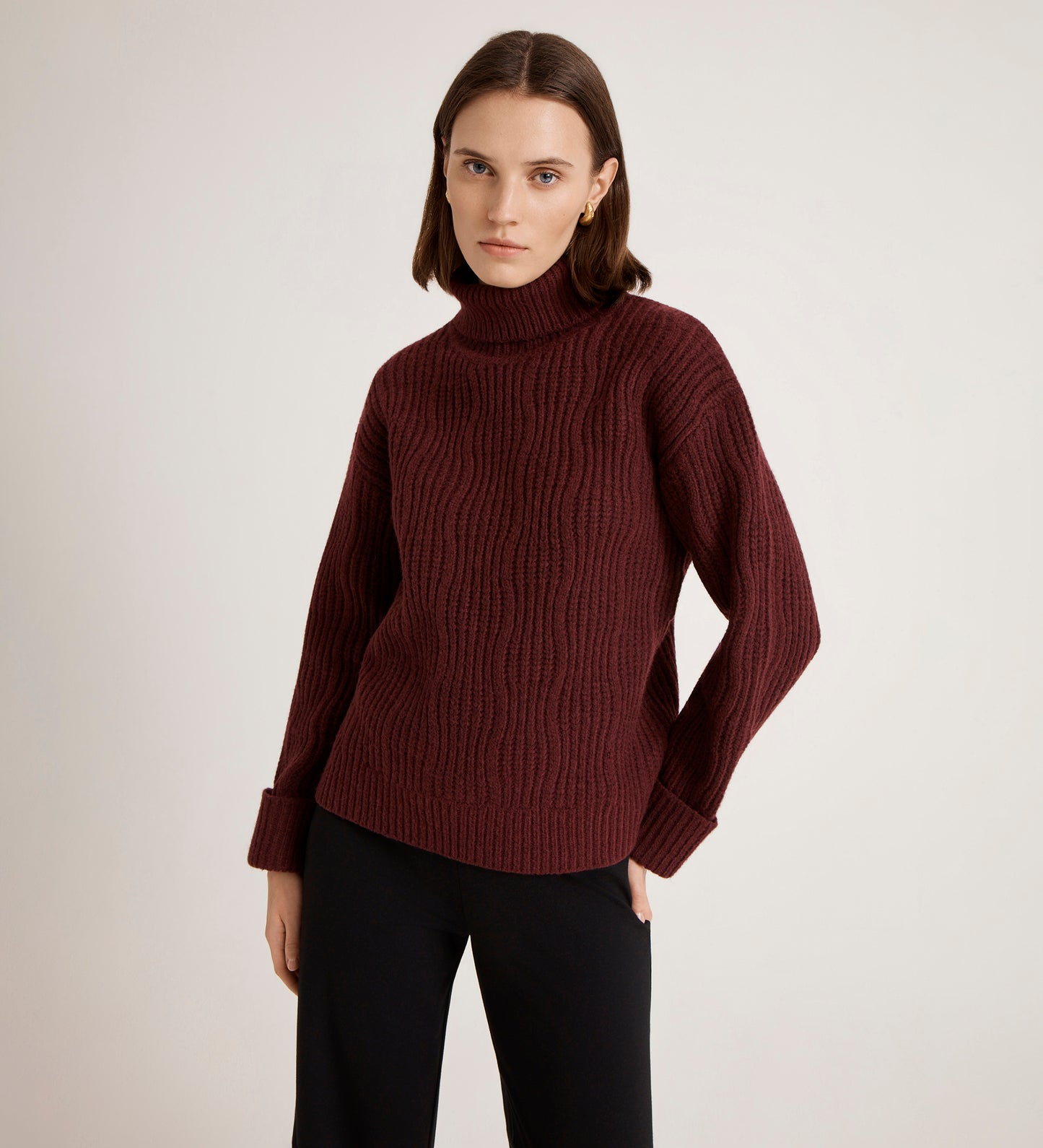 Albie Burgundy Roll Neck Jumper