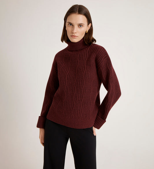 Albie Burgundy Roll Neck Jumper