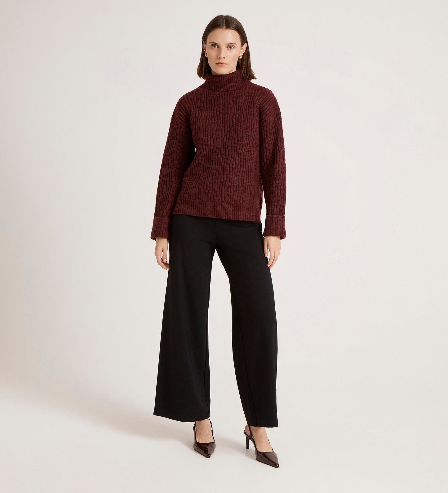 Albie Burgundy Roll Neck Jumper