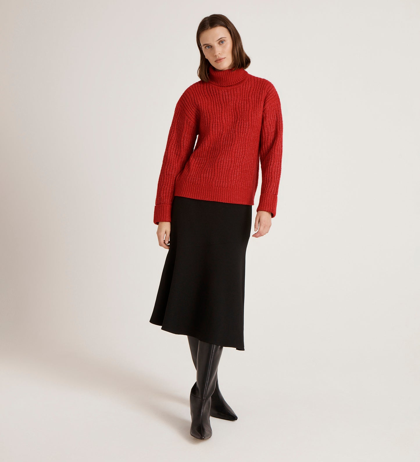 Albie Red Roll Neck Jumper