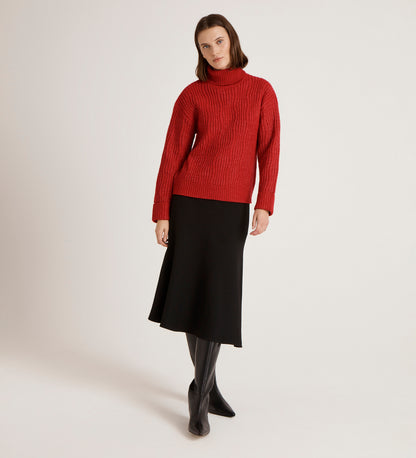 Albie Red Roll Neck Jumper