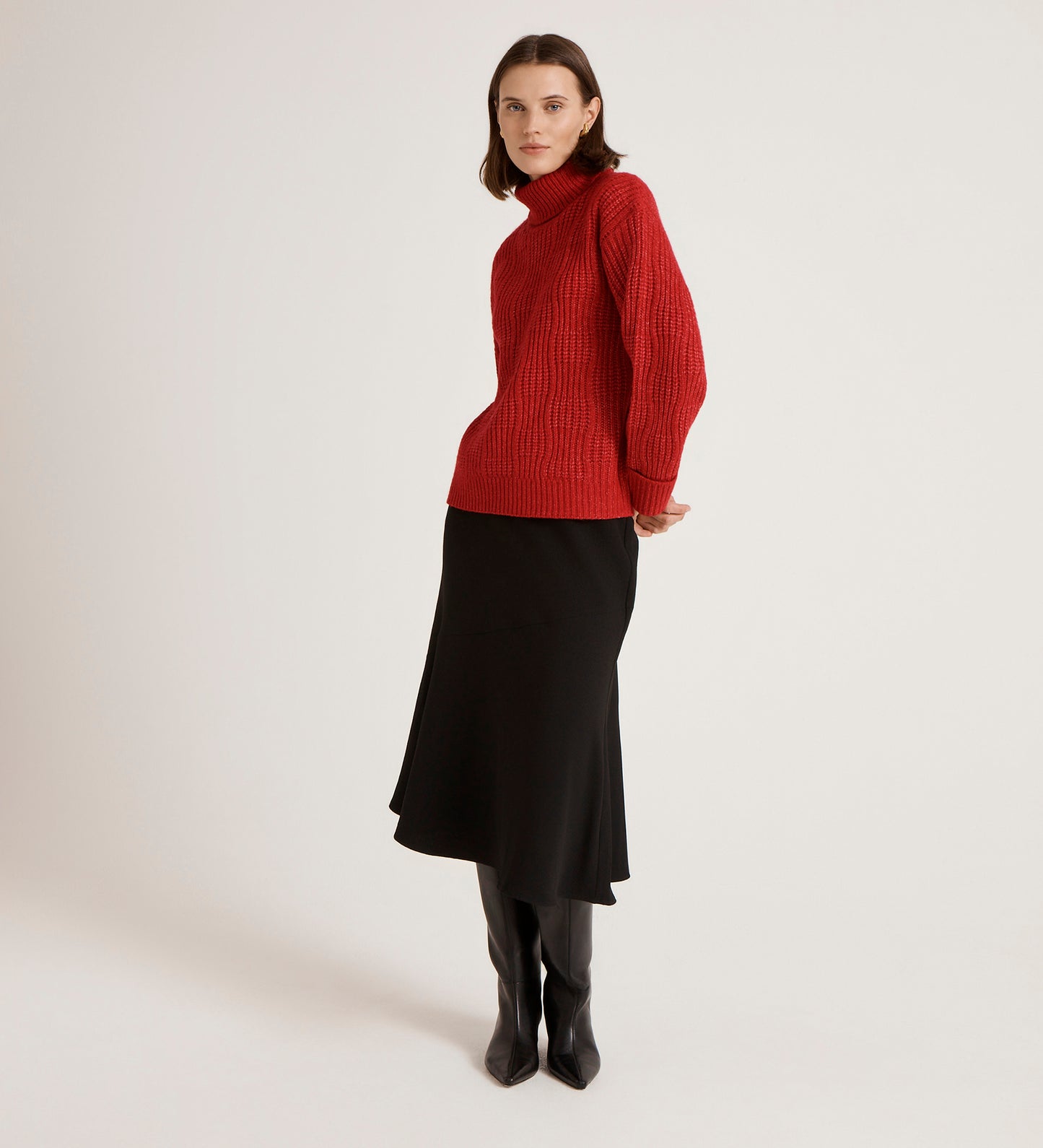 Albie Red Roll Neck Jumper