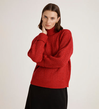 Albie Red Roll Neck Jumper