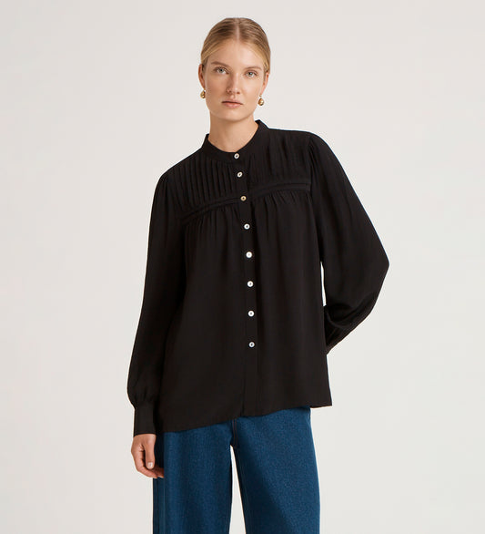 Andrea Black Crepe Blouse
