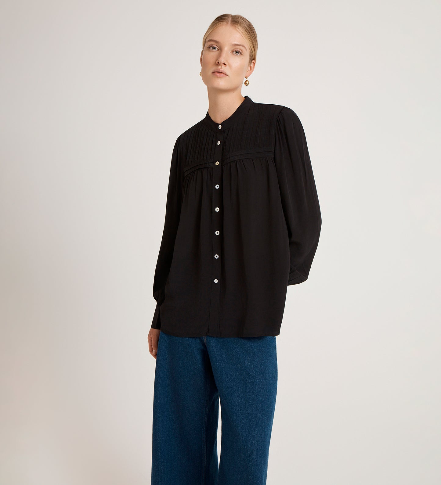 Andrea Black Crepe Blouse