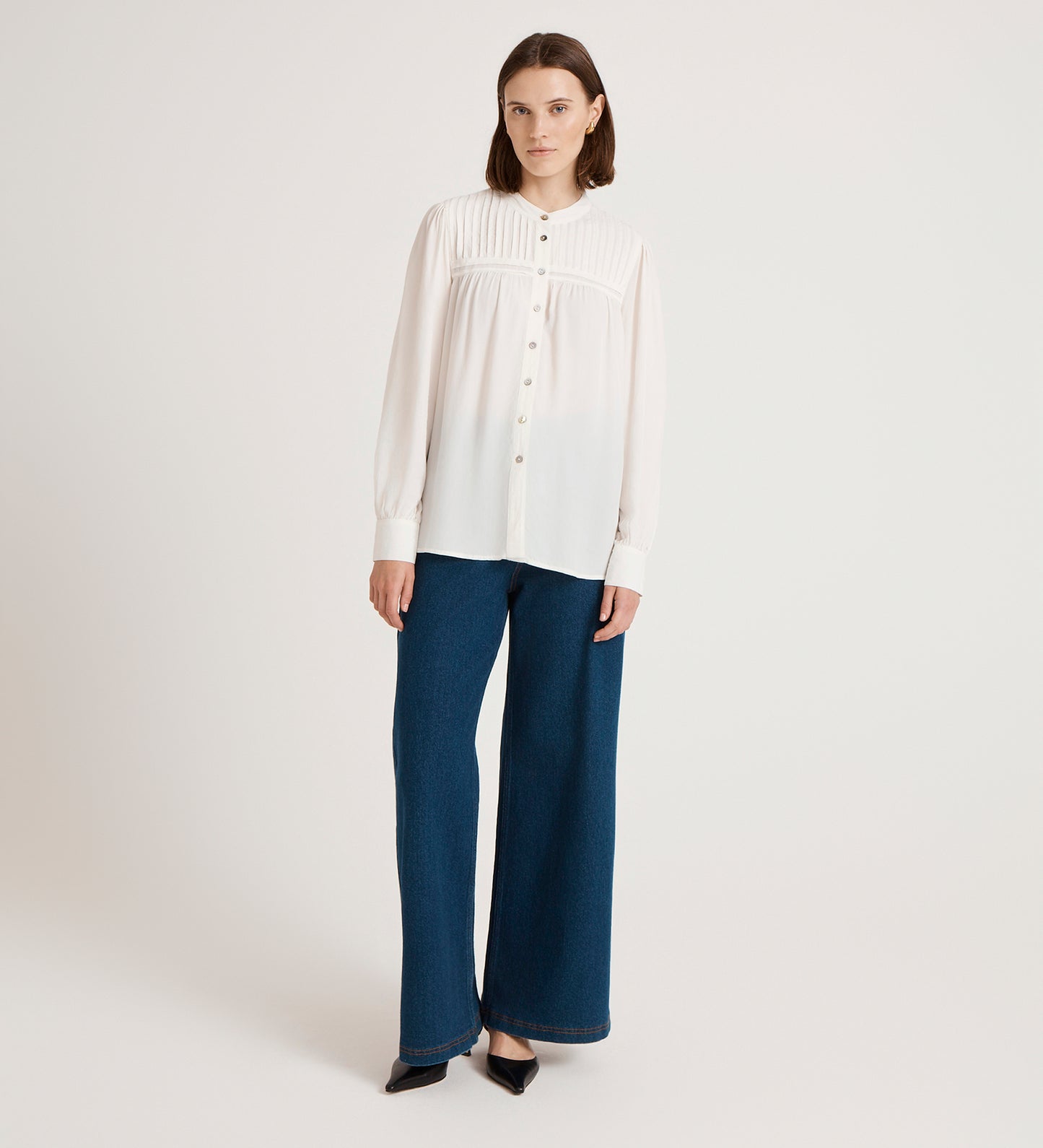Andrea Ivory Crepe Blouse
