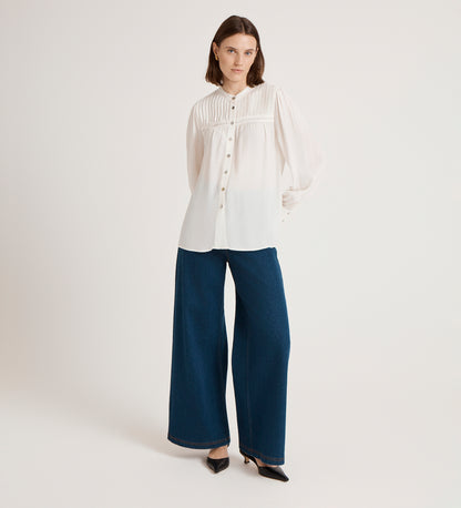 Andrea Ivory Crepe Blouse