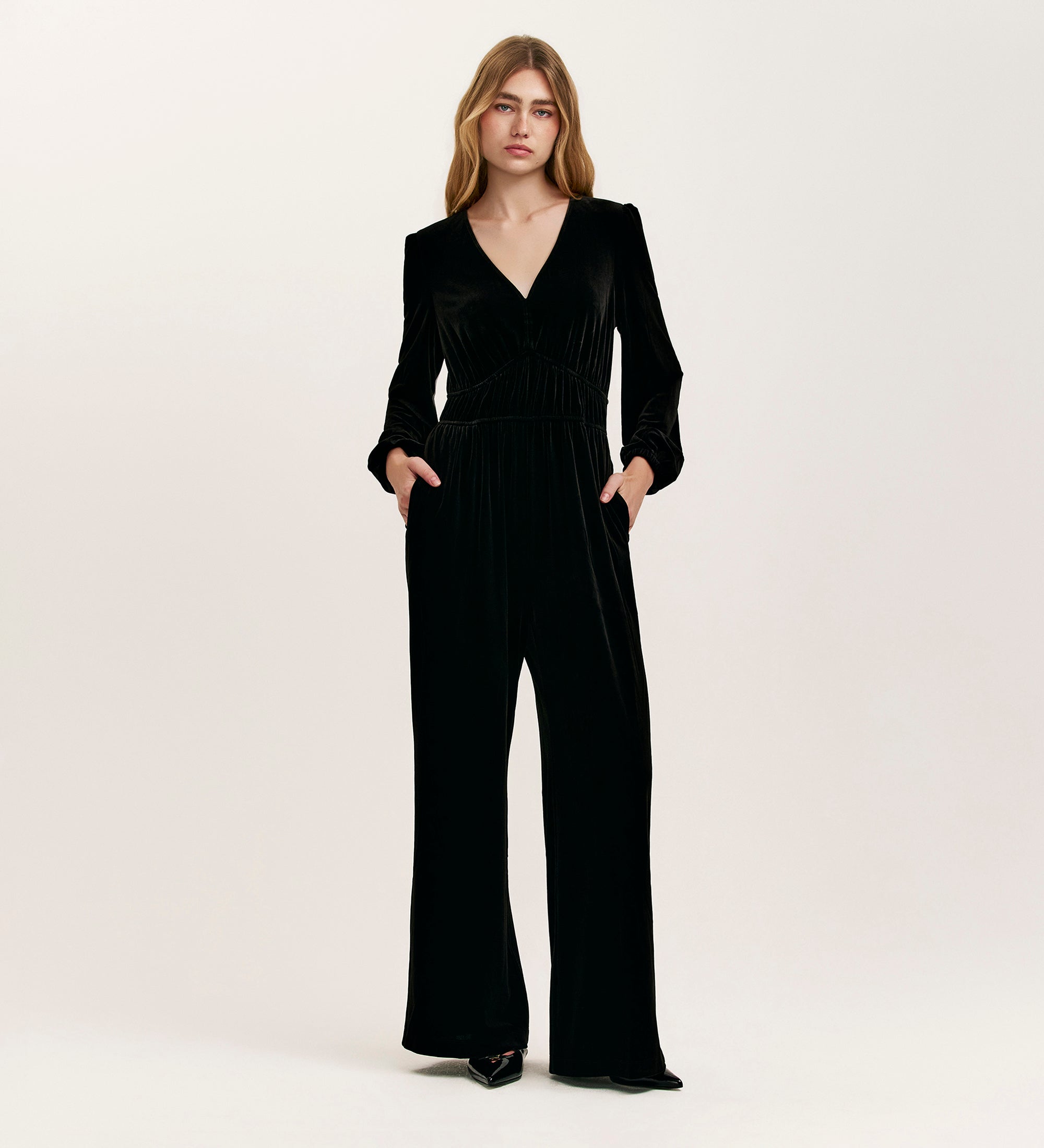 BLACK CHERRY VELVET JUMPSUIT