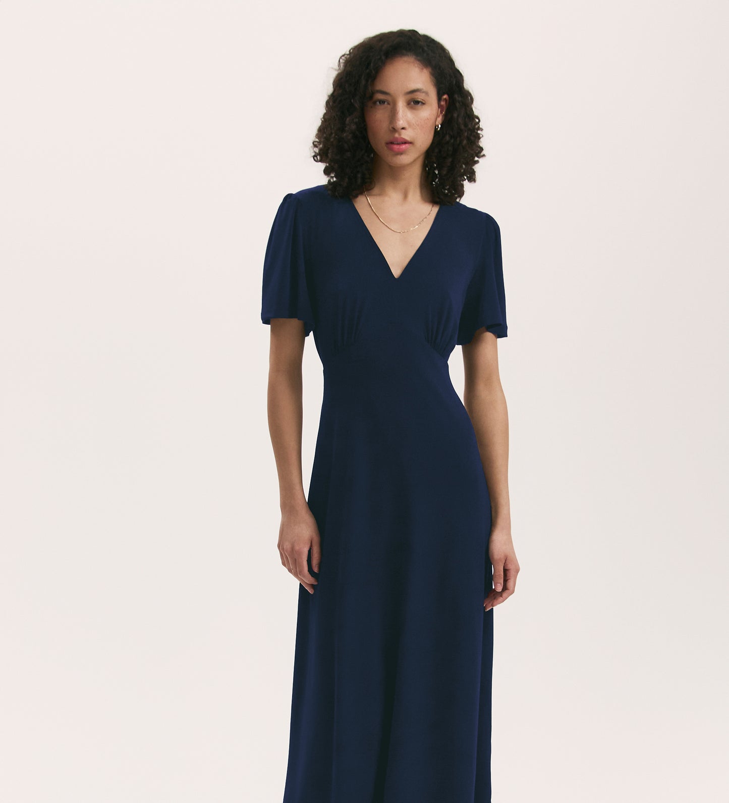April Navy Jersey Midi Dress – Finery London