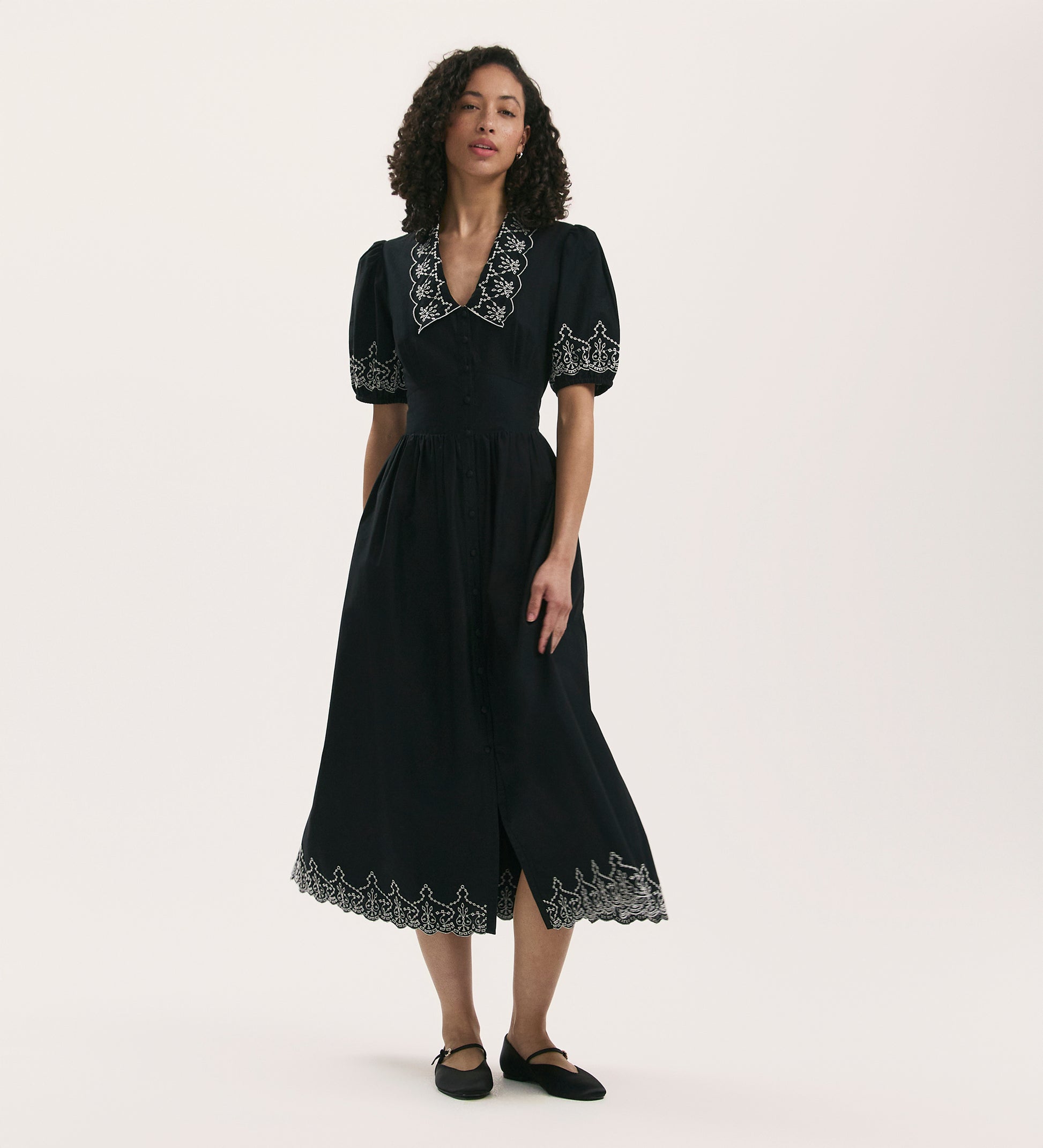 Arianna Black Embroidered Cotton Midi Dress Finery London Arianna Black Embroidered Cotton Midi Dress Finery London