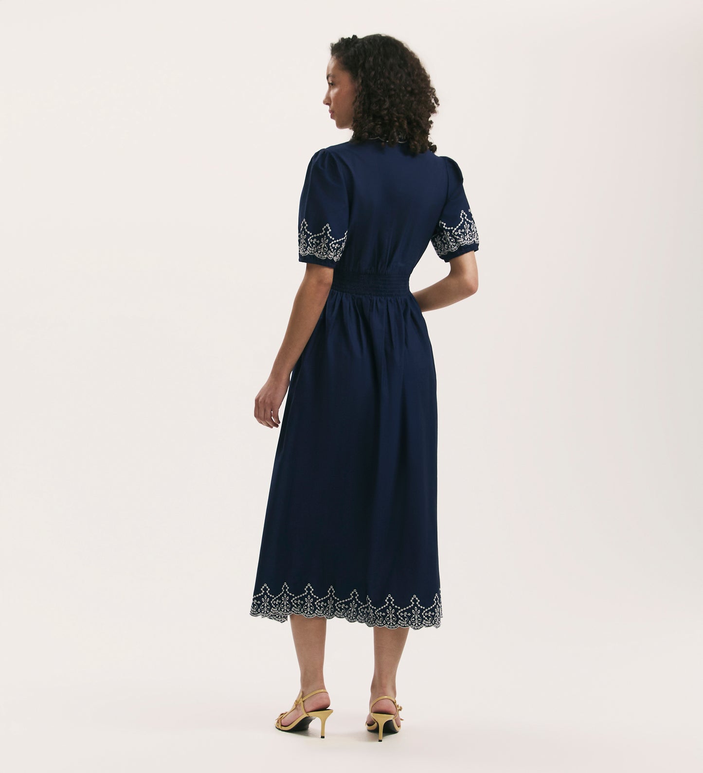 Arianna Navy Embroidered Cotton Midi Dress Finery London Arianna Navy Embroidered Cotton Midi Dress Finery London