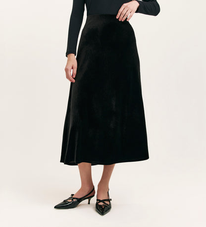 Bailey Black Jersey Velvet Skirt