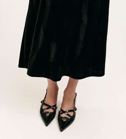 Bailey Black Jersey Velvet Skirt