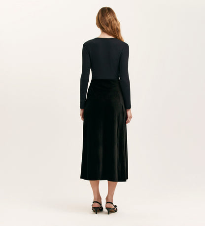 Bailey Black Jersey Velvet Skirt