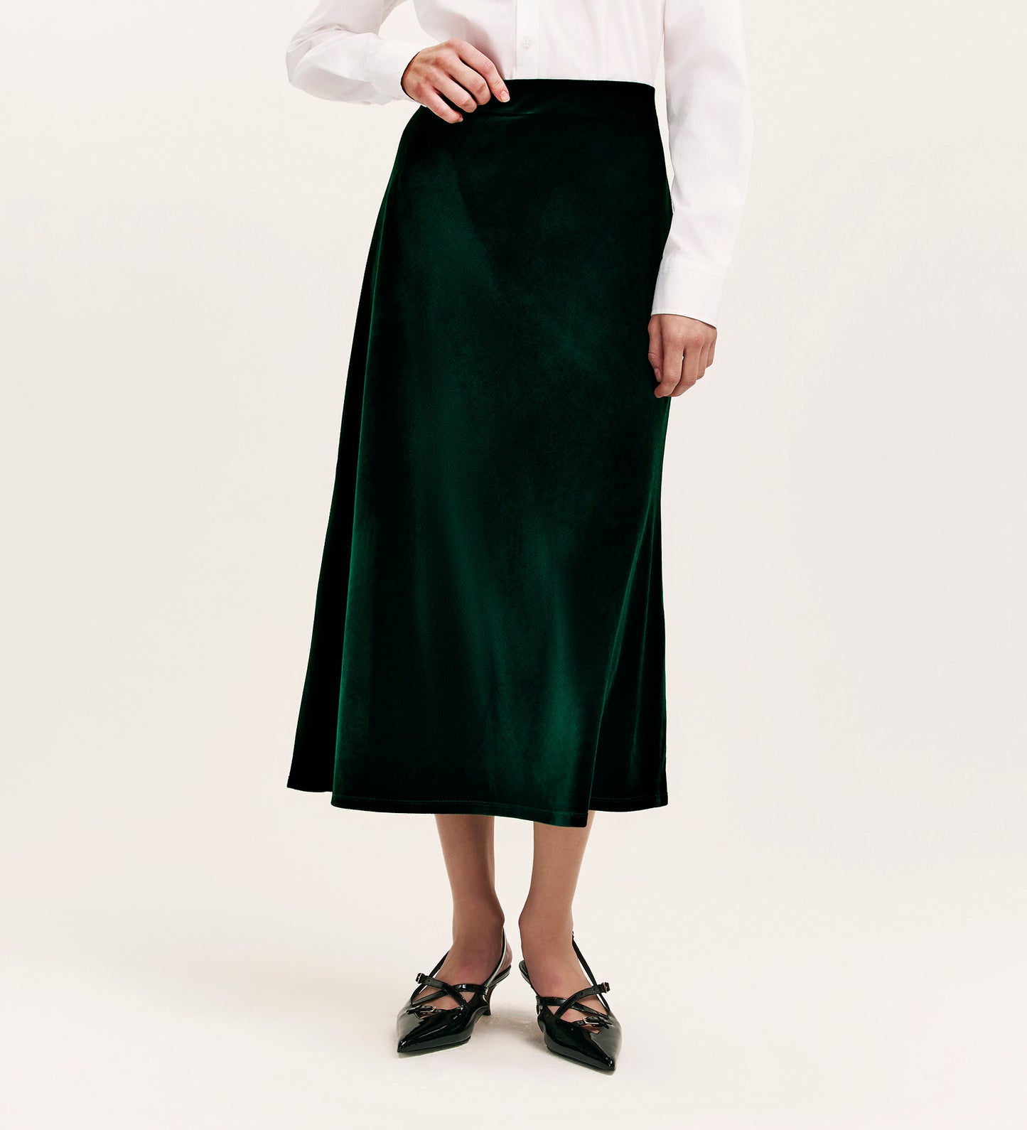 Bailey Bottle Green Jersey Velvet Skirt