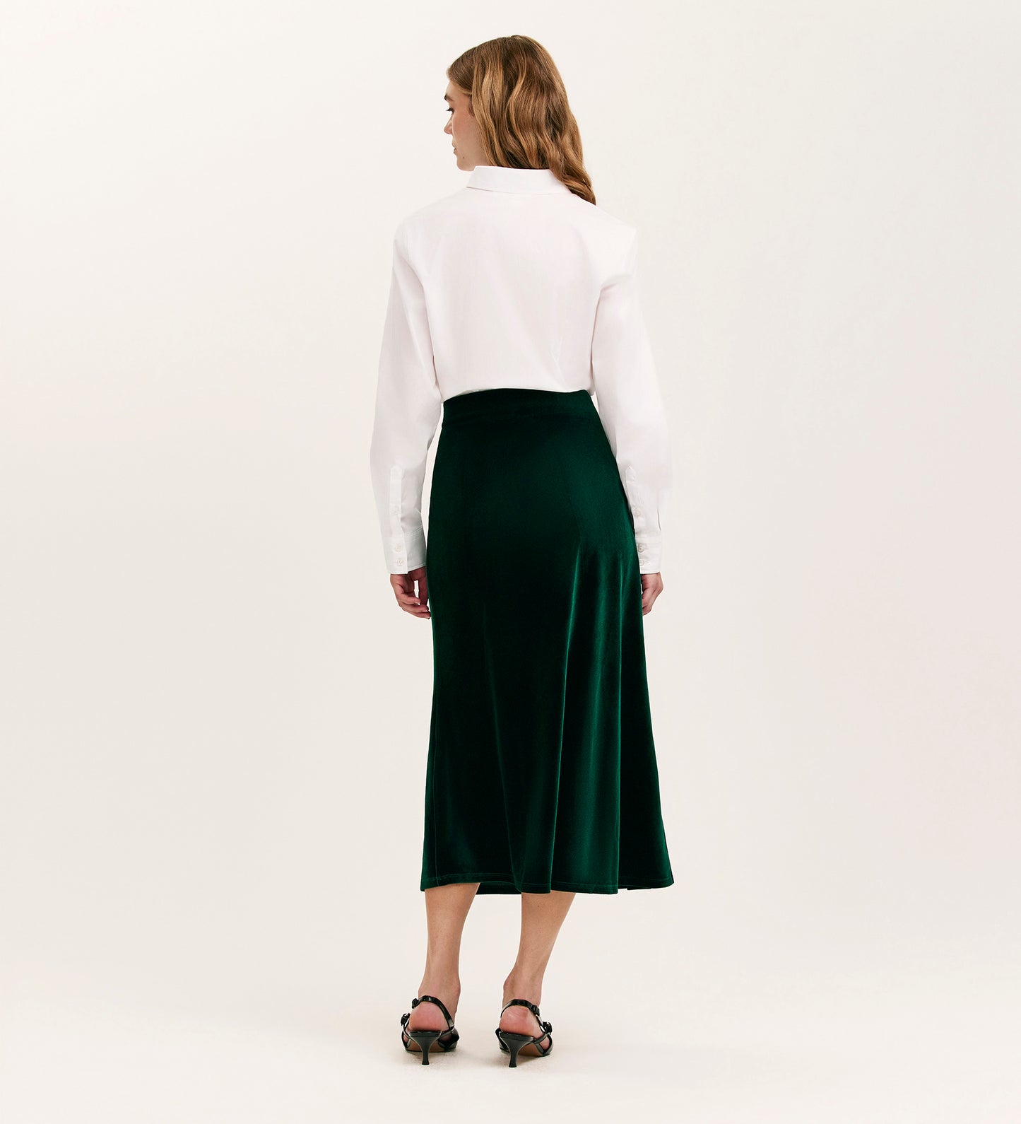 Bailey Bottle Green Jersey Velvet Skirt