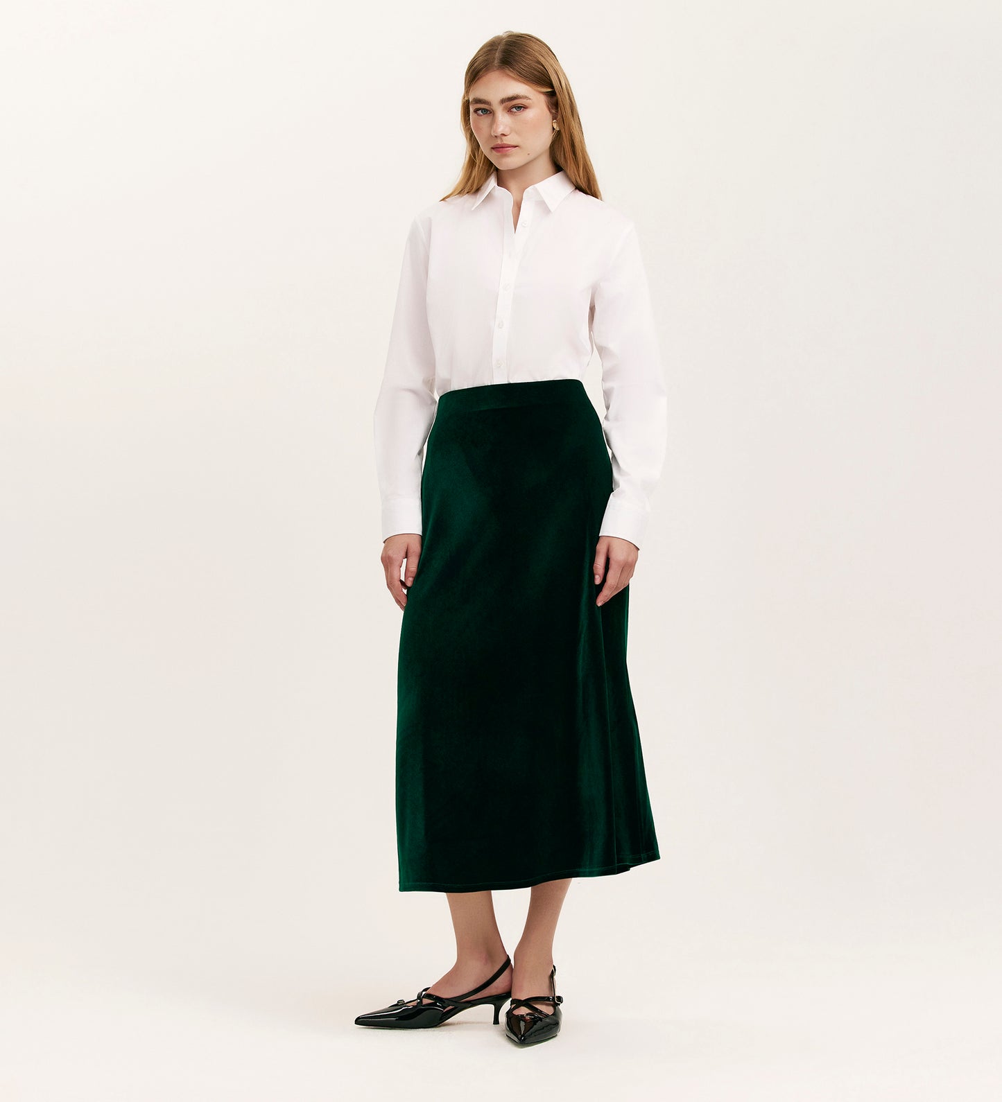 Bailey Bottle Green Jersey Velvet Skirt