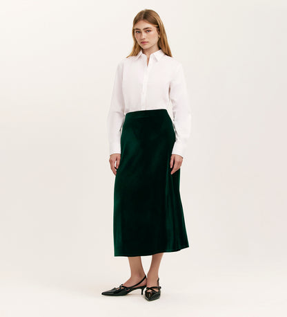 Bailey Bottle Green Jersey Velvet Skirt