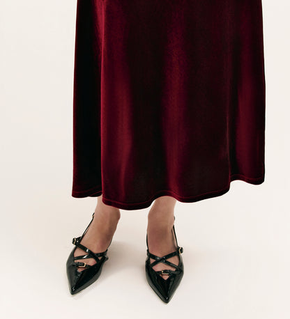 Bailey Burgundy Jersey Velvet Skirt