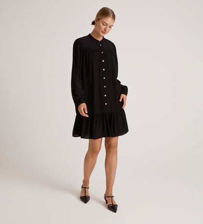 button down crepe mini dress Stretch Crepe Collar Mini Dress