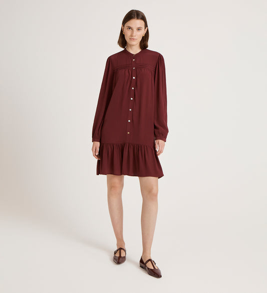 Beccy Burgundy Crepe Short Dress