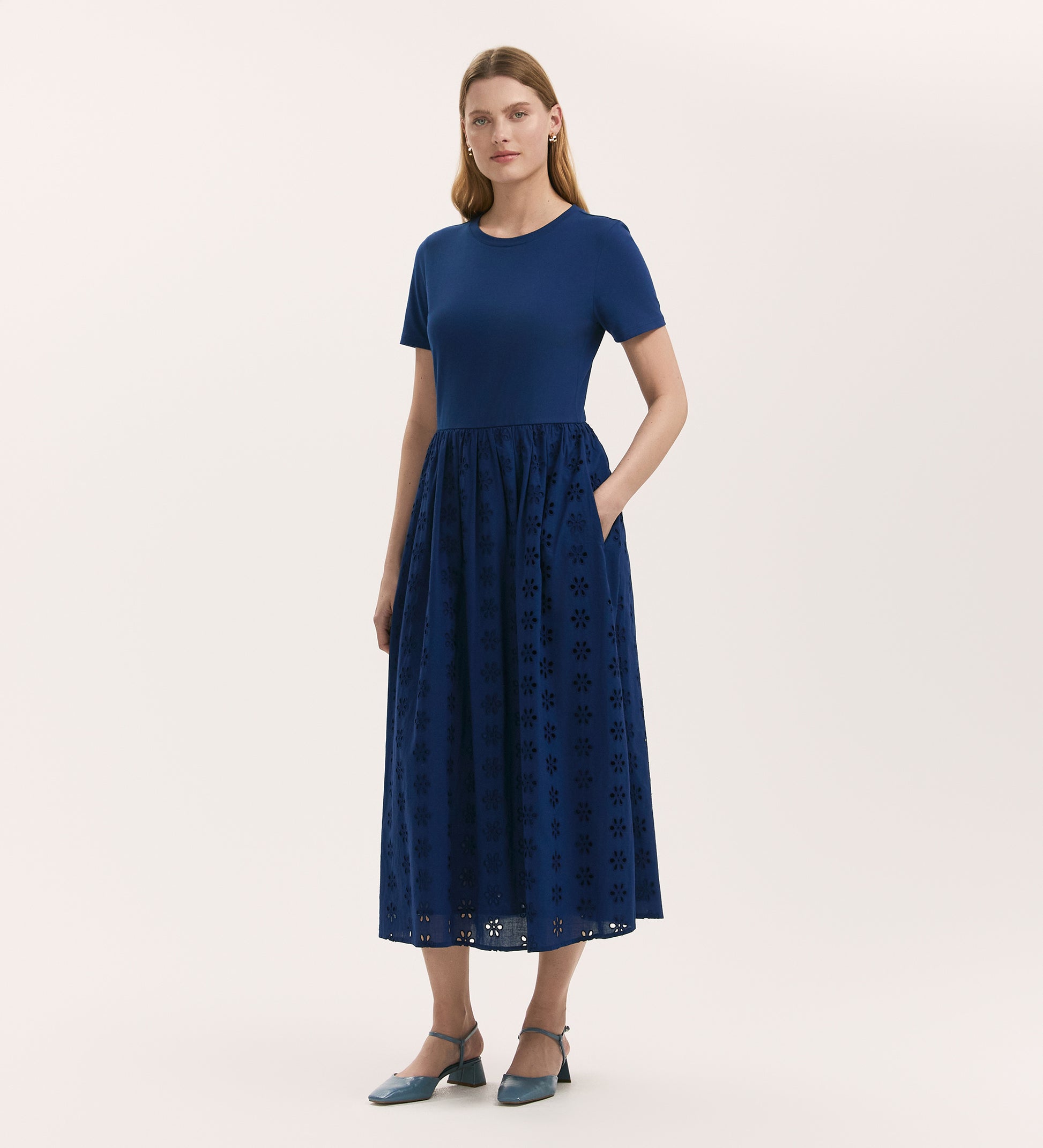 tee midi dress Brea Indigo Cotton T-Shirt Midi Dress – Finery London