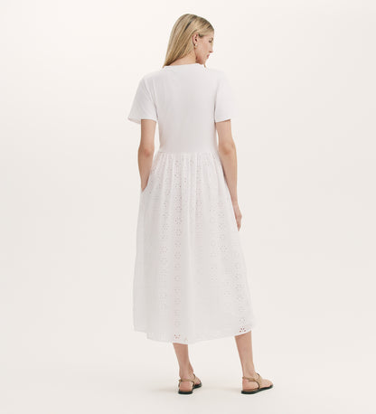 Brea White Cotton Embroidered Midi T-Shirt Dress Finery London Brea White Cotton Embroidered Midi T-Shirt Dress Finery London