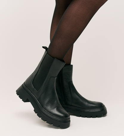 Emma Black Leather Boots